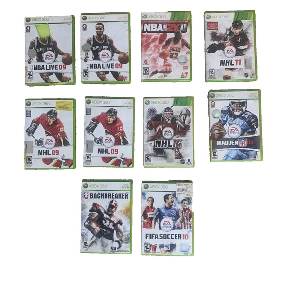 MICROSOFT XBOX 360 LOT OF 10 GAMES -GOOD CONDITION! SPORTS-NBA, NHL, FOOTBALL - Picture 1 of 2